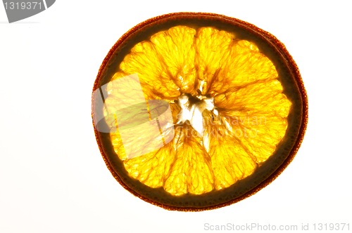 Image of dried orange slices isolated on white background 