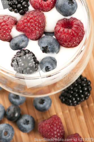 Image of Yogurt with blueberries, raspberries and blackberries