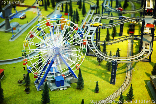 Image of Model - park with a Ferris wheel and railway