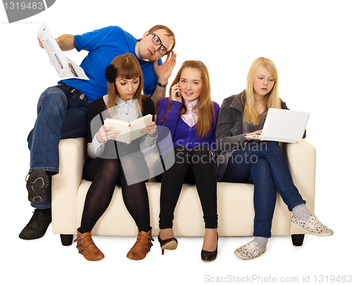 Image of Father watching his daughter and friends