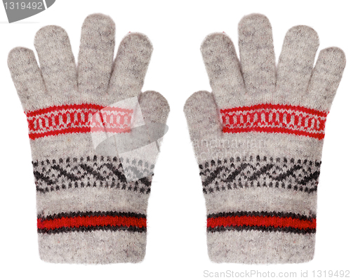 Image of Woolen gloves isolated on white background