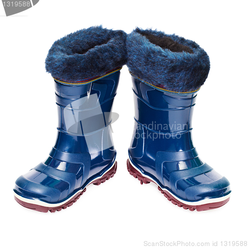 Image of Pair of small rubber boots with artificial fur