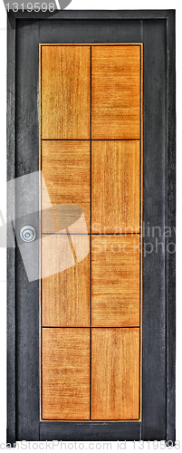 Image of Modern wooden door isolated on white