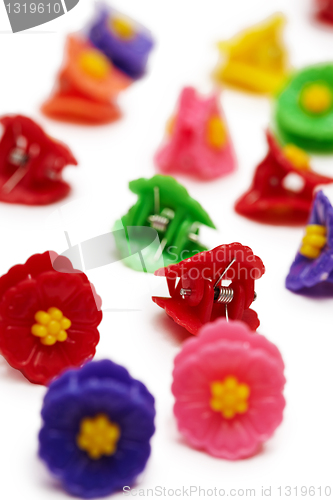 Image of Small colored plastic hair clips