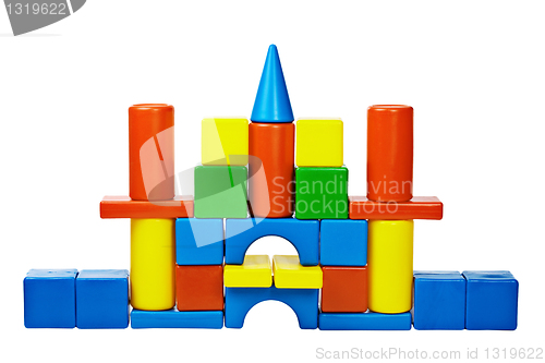 Image of Castle was built from color toy blocks