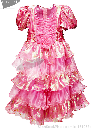 Image of Beautiful pink dress for girl isolated on white