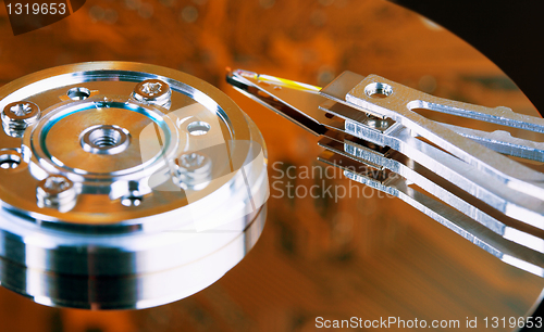 Image of Surface of hard disk - an unusual lighting