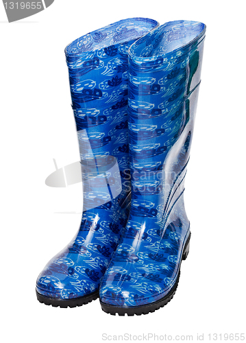 Image of High rubber boots on white background