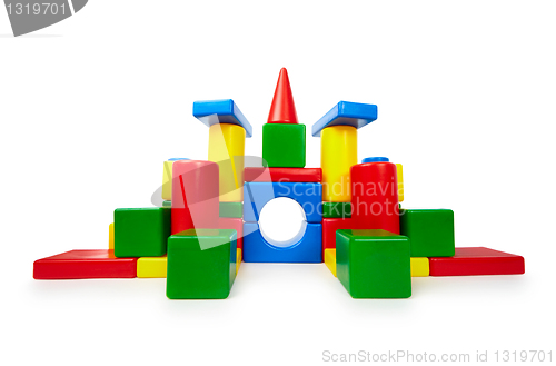 Image of Colored toy bricks like a castle