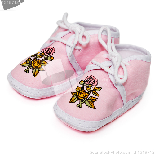 Image of Baby pink booties with flowers