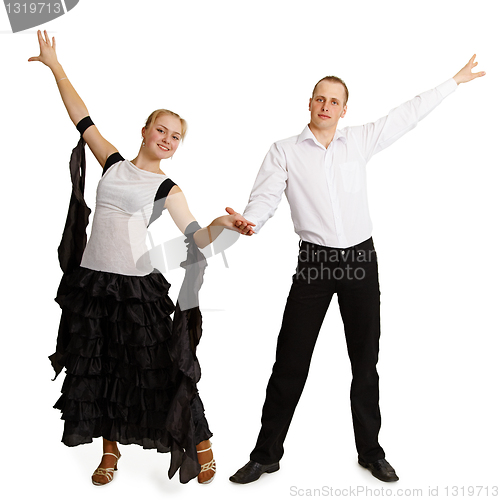 Image of Pair of professional dancers finished dancing