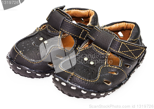 Image of Dark leather sandals for children