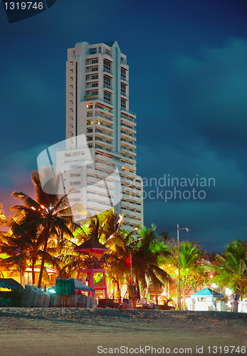 Image of High-rise hotel on coast of sea