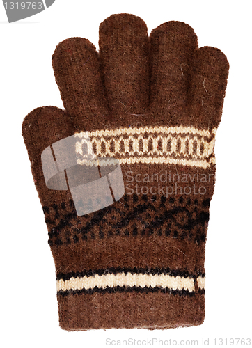 Image of Brown wool glove isolated on white