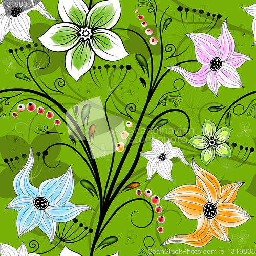 Image of Seamless green floral wallpaper