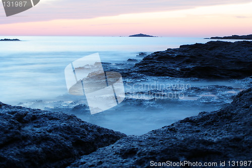 Image of the coast , the night b