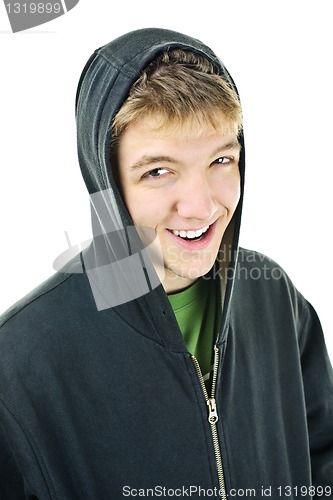 Image of Young man in hoodie smiling