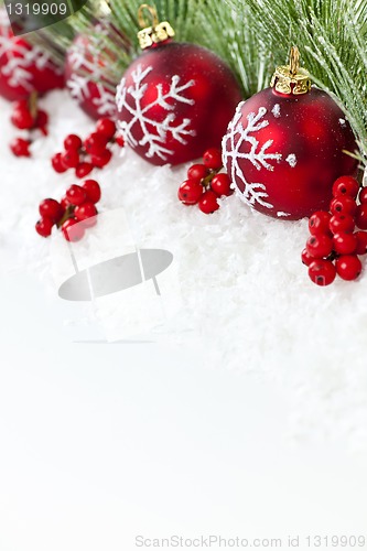 Image of Red Christmas ornaments border