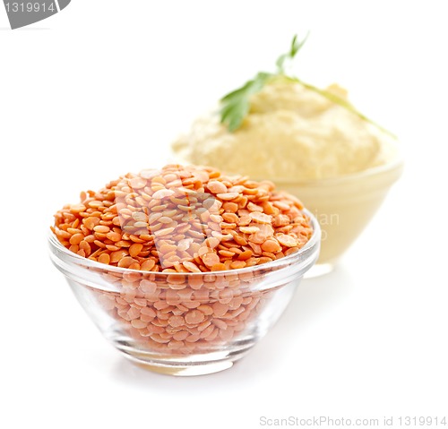 Image of Red lentils and lentil hummus
