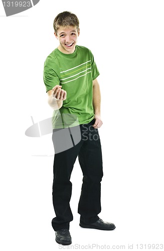 Image of Young man laughing and pointing