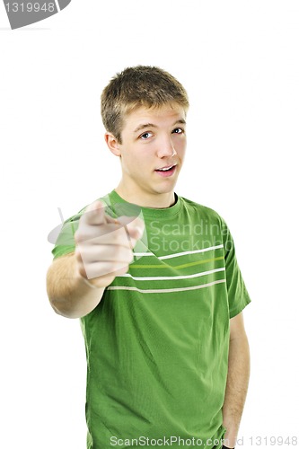 Image of Young man pointing finger