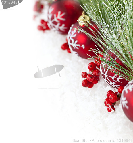 Image of Red Christmas ornaments border