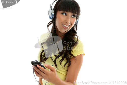 Image of Female leisure enjoying music