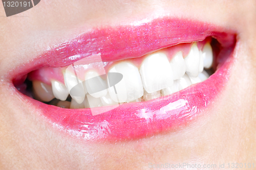 Image of Woman lips smiling