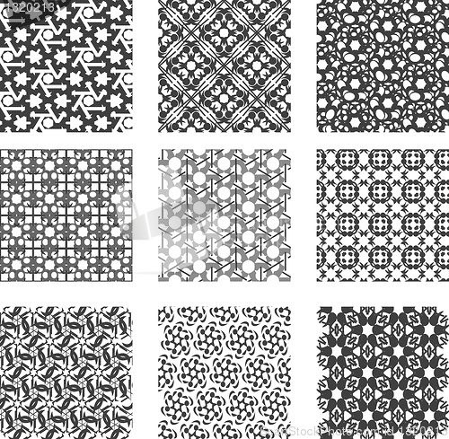 Image of Set of black and white geometric patterns