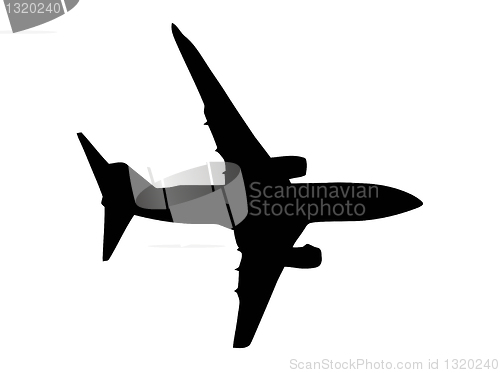 Image of Twin Jet Airplane Isolated Silhouette on White