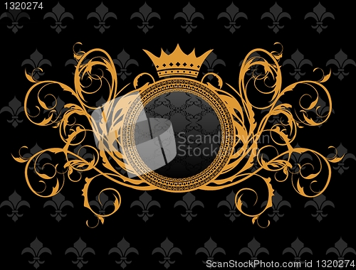 Image of retro frame with heraldic crown