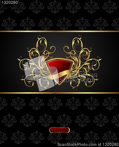 Image of floral packing with heraldic shield