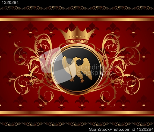 Image of golden background with heraldic eagle