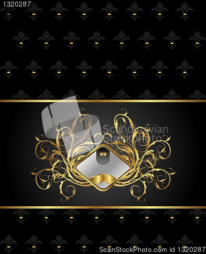 Image of gold floral packing with heraldic element