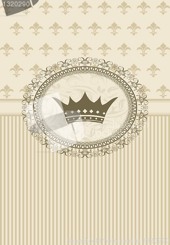 Image of vintage background with floral frame and crown