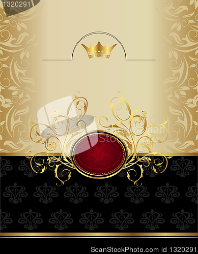 Image of luxury gold label with emblem