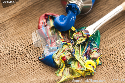 Image of mixing paints. background 