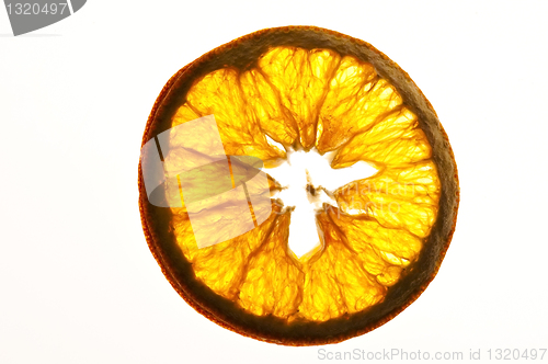 Image of dried orange slices isolated on white background 