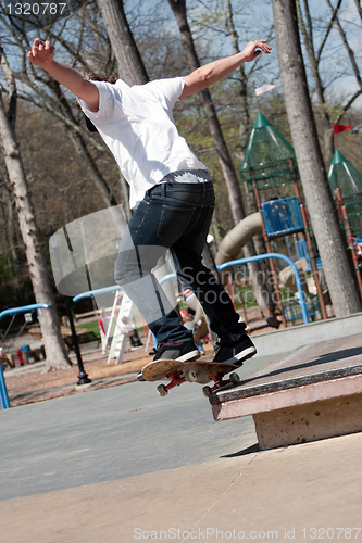 Image of Male Skateboarder Grinding