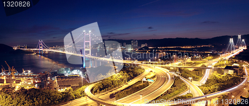 Image of highway bridge at night 