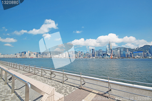 Image of China, Hong Kong waterfront buildings 