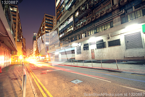 Image of Modern Urban City with Freeway Traffic at Night, hong kong 