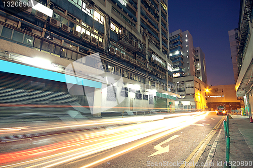 Image of Modern Urban City with Freeway Traffic at Night, hong kong 