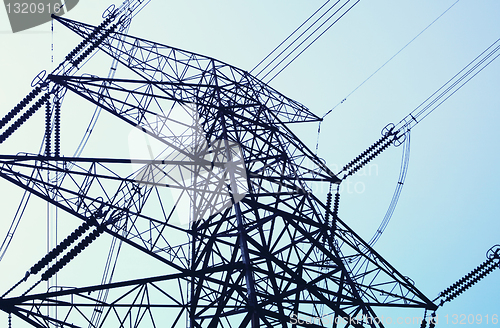 Image of power transmission tower on sky 