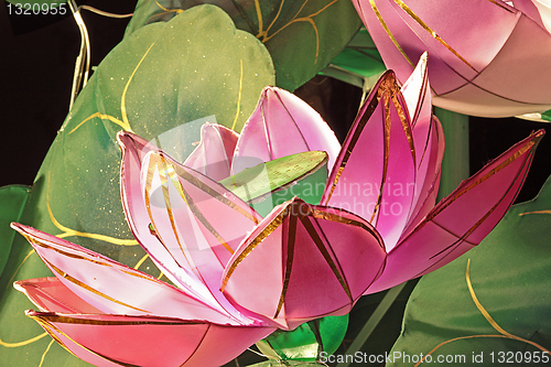 Image of lantern of lotus blossom bunch in a festival 