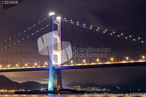 Image of Tsing Ma Bridge in Hong Kong at night