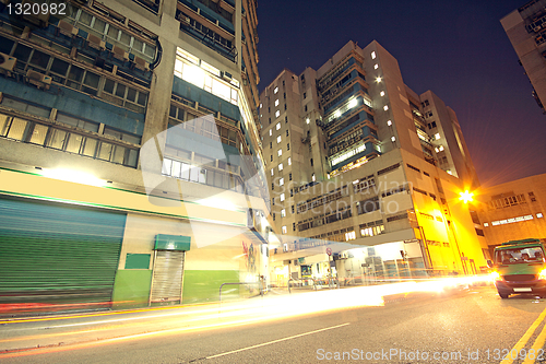 Image of Modern Urban City with Freeway Traffic at Night, hong kong 