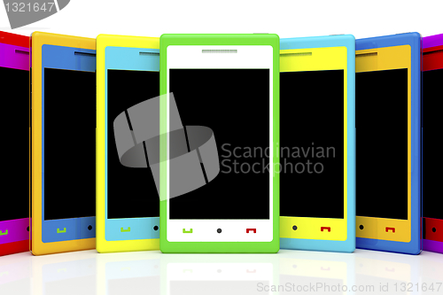 Image of Multicolored smartphones