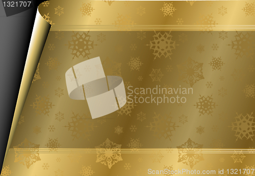 Image of Christmas card with golden paper 