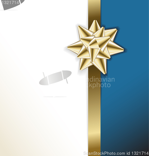 Image of Card with golden bow on a ribbon